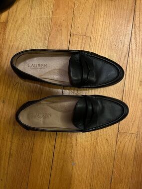 Lauren Ralph Lauren Black Leather Penny Loafers - Womens